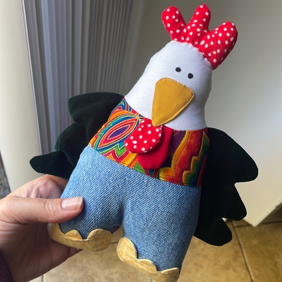 Funky Chicken Handmade Doll with Handpainted Face 🐓 OOAK - Picture 1 of 4